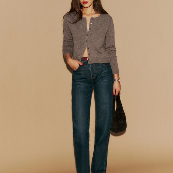 NWT Clara Cashmere Crew Cardigan Sweater in Cocoa – L – Reformation - Picture 2 of 3